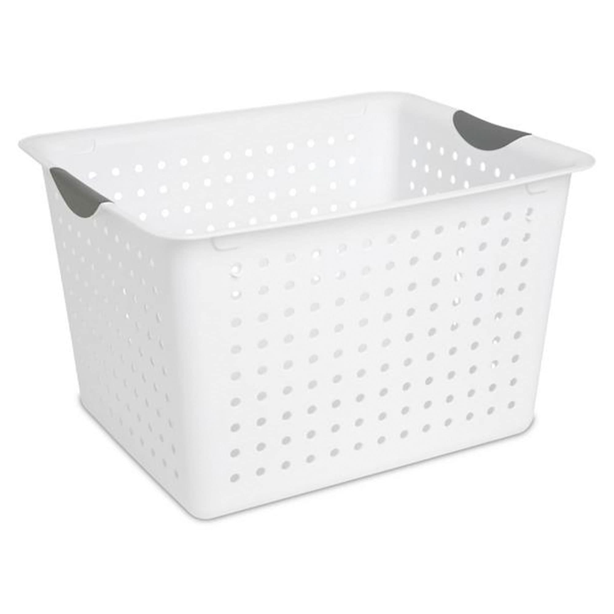 Sterilite Deep Ultra Basket, Closet Organizer Bin, Cabinets, Pantry, Shelving And Countertop Space Open Container, White, 12-Pac